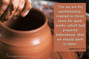 creating clay bowl on a pottery wheel with the verse Ephesians 2_10