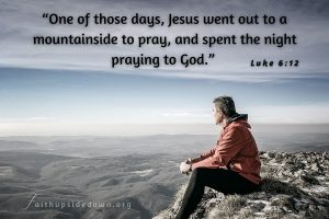 Man sitting on mountain praying Luke 6_12