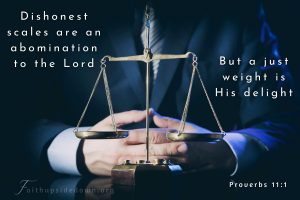 balance scale and scripture proverbs 11:1