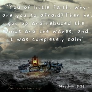 Stormy sea and the Scripture verse Matthew 8:26